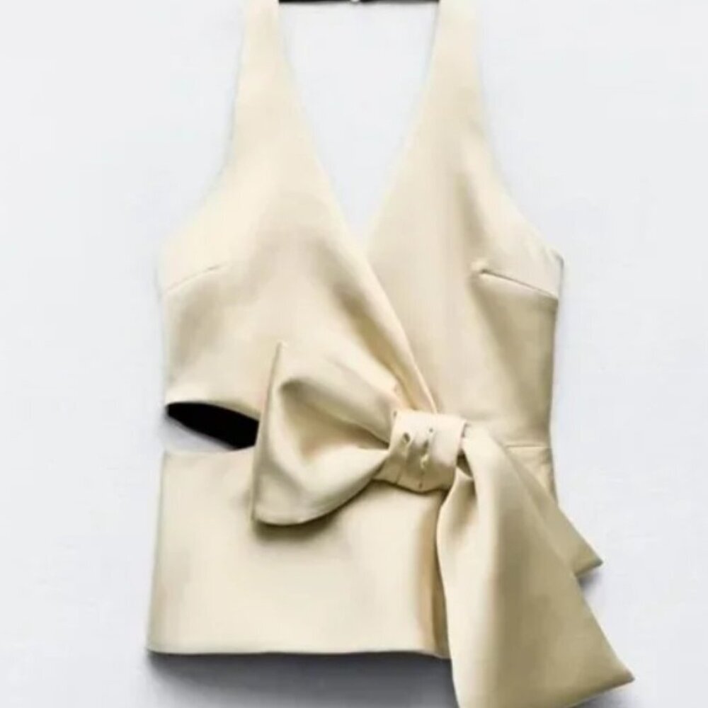 ZARA SATIN TIE TOP SIZE L 3506/399/307 - Picture 4 of 7